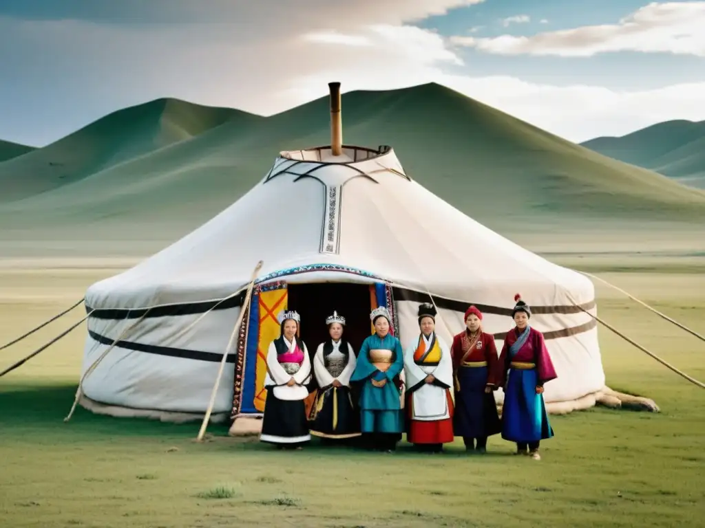 Mujeres mongoles en la estepa, representando su rol en la comunidad con fuerza y resiliencia