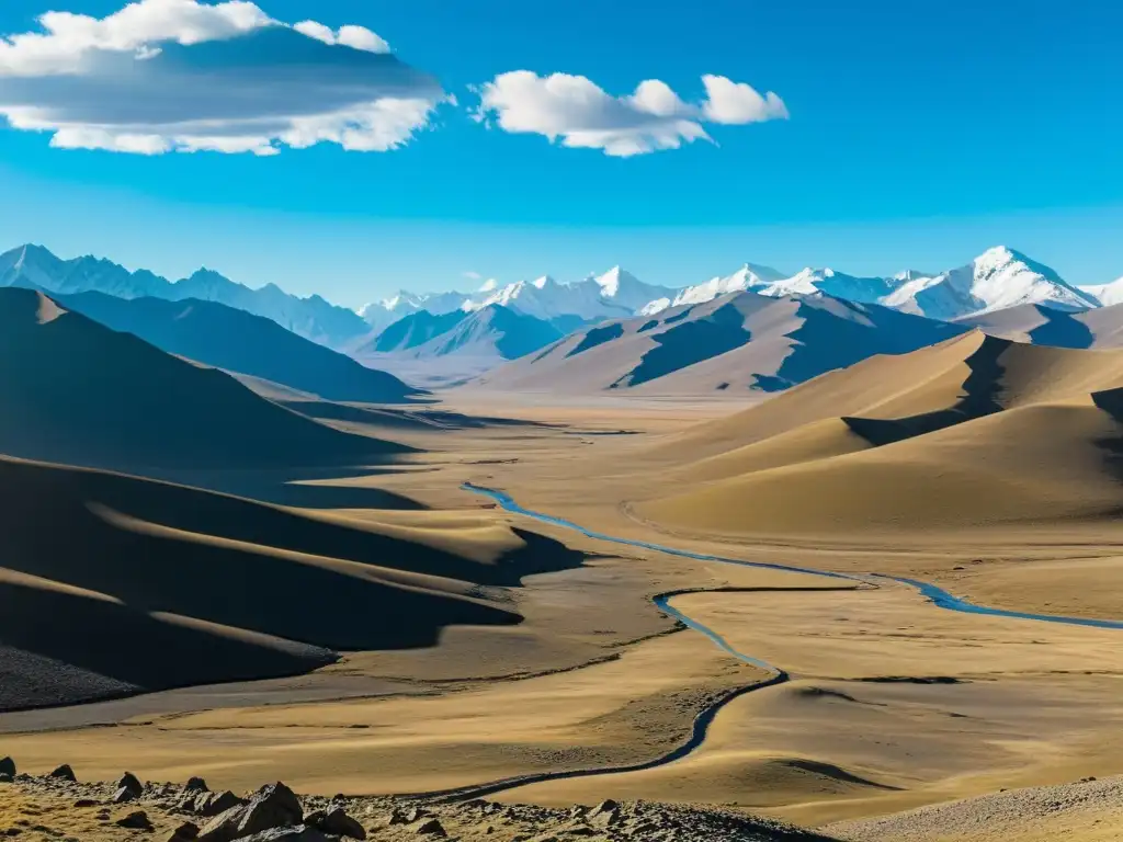 Un paisaje remoto y salvaje de la ruta comercial secundaria del Imperio Mongol