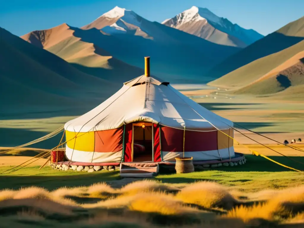 Una yurta mongola y paisaje tibetano, con estrategias militares mongoles tibetanos