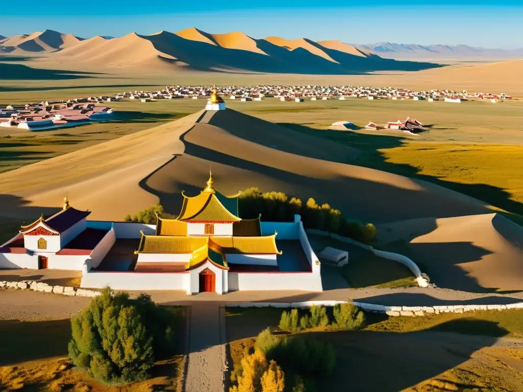 Panorámica de la serena Erdene Zuu Monastery en Kharkhorin, Mongolia, reflejando la influencia de la religión en la expansión Mongol