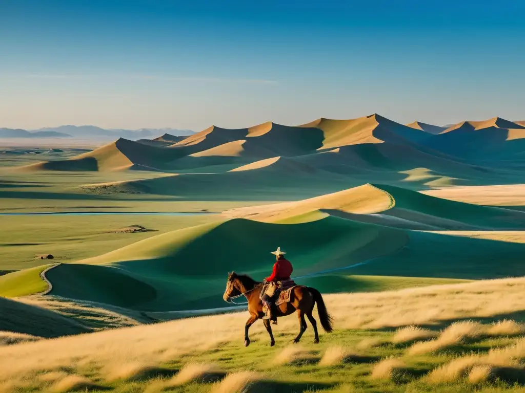 Un poema visual de la estepa mongola, con un solitario nómada a caballo contemplando la inmensidad