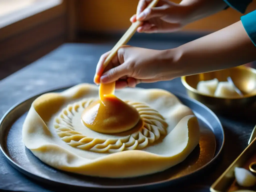 Preparación de boortsog, dulce tradicional dieta mongola, con patrones intrincados y ambiente cultural