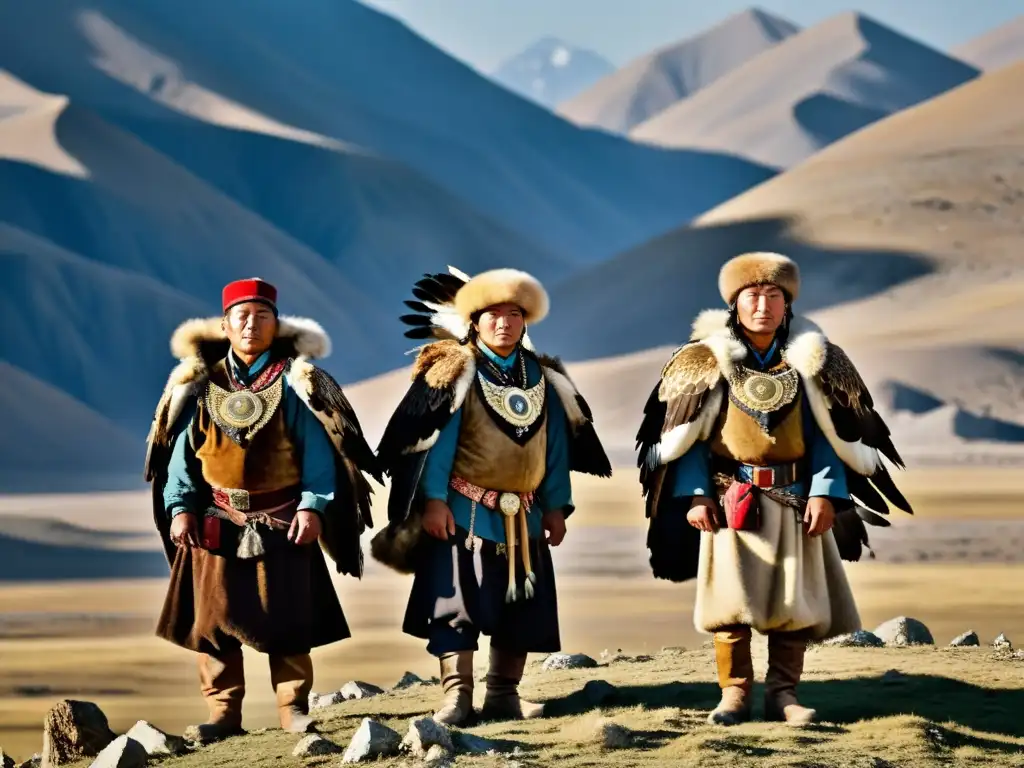 Un retrato impactante de cazadores kazajos conviviendo con sus majestuosos águilas doradas en la salvaje belleza de Mongolia