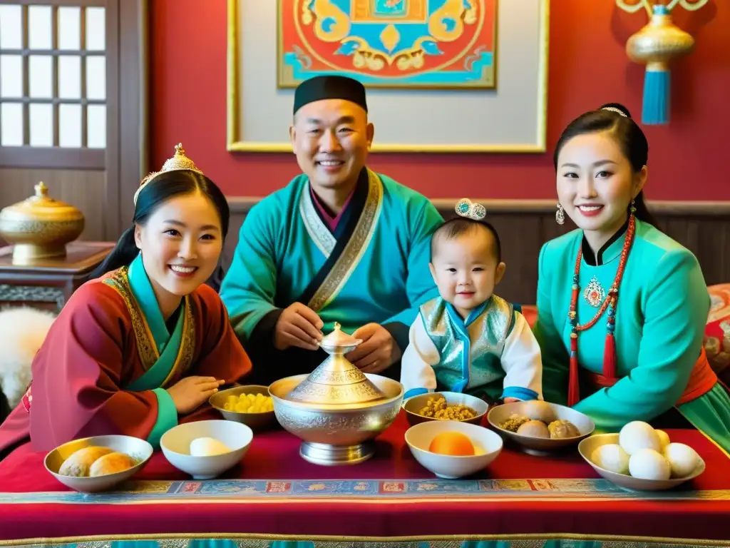 Reunión familiar llena de tradición en Mongolia durante el Tsagaan Sar, reflejando los orígenes de la cultura mongola