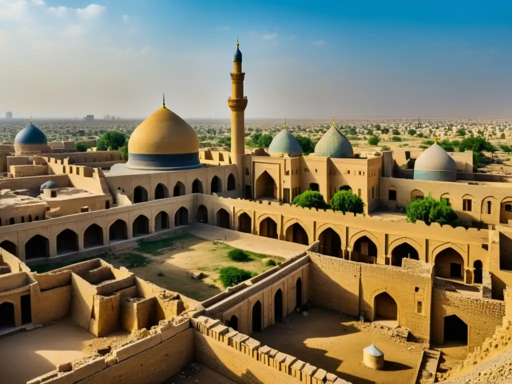 Ruinas de la antigua ciudad de Bagdad con la majestuosa Conquista Bagdad Hulagu Khan Imperio