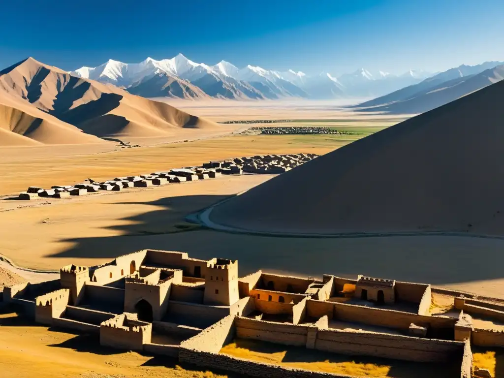 Ruinas del antiguo Karakorum, capital del Imperio Mongol, en contraste con la desolación de la naturaleza