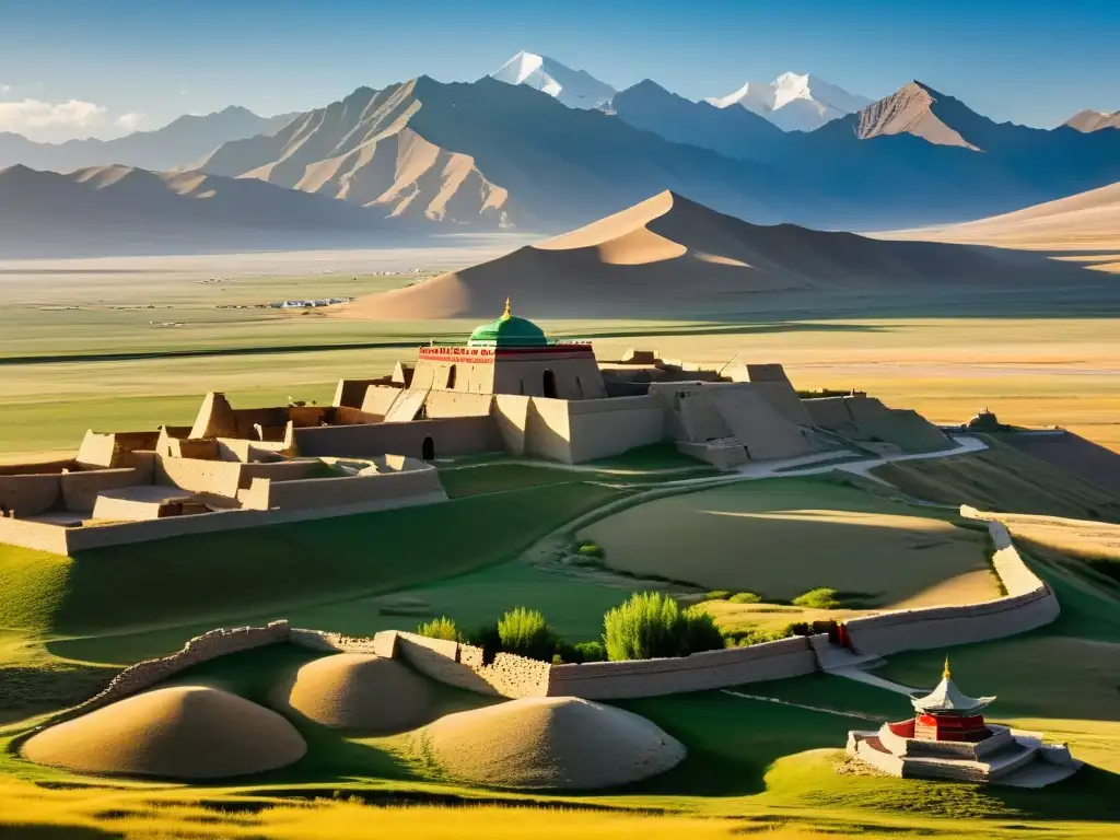 Ruinas de Karakorum, capital del Imperio Mongol, con el Monasterio Erdene Zuu