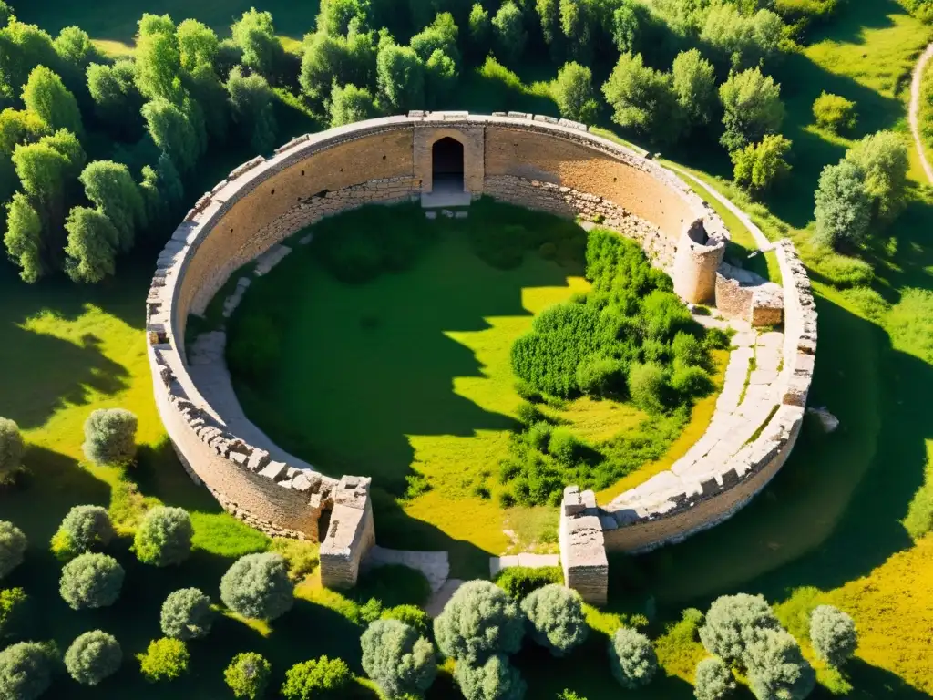 Ruinas de edificaciones antiguas en territorio mongol conquistado, bañadas por la luz del sol