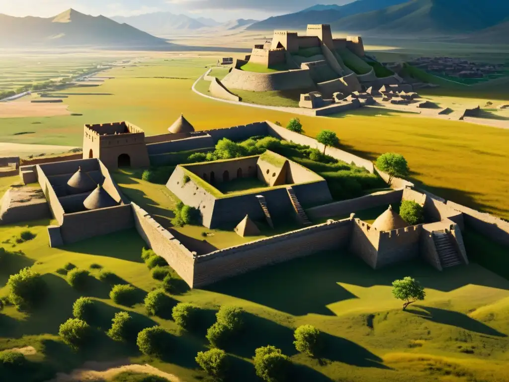 Ruinas del Imperio Mongol en India: Impacto perdurable Ruinas del imperio mongol en India, fortalezas abandonadas y estructuras antiguas se mezclan con el paisaje moderno, mostrando el legado de las invasiones mongoles en India