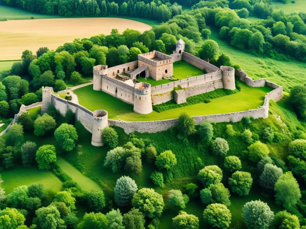 Ruinas medievales de un castillo polaco rodeadas de exuberante vegetación, mostrando el impacto de las conquistas mongolas en Polonia