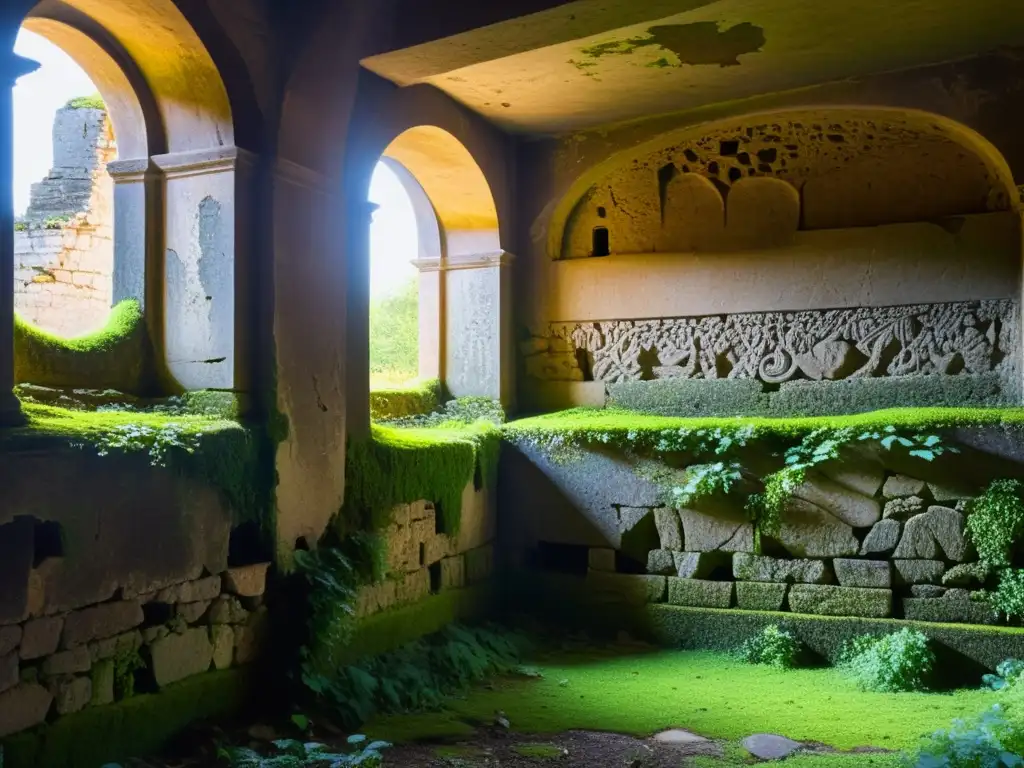 Ruinas del palacio del reinado de Guyuk Khan, con muros derruidos y detalles intrincados