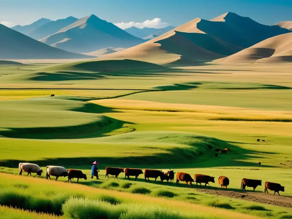 Mongolian farmers trabajando en la vasta estepa, mostrando la belleza y desafíos de la agricultura mongola