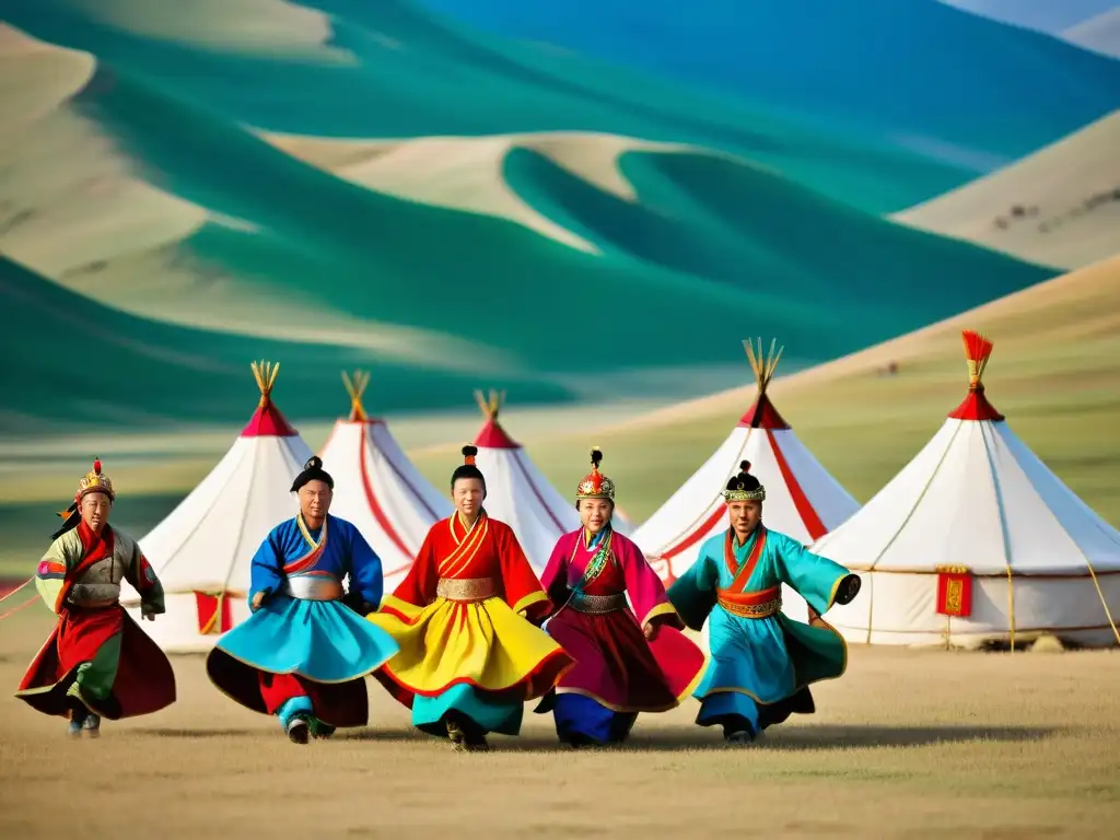 Vibrante festival tradicional en Mongolia: coloridos trajes, danzas y música en paisaje vasto