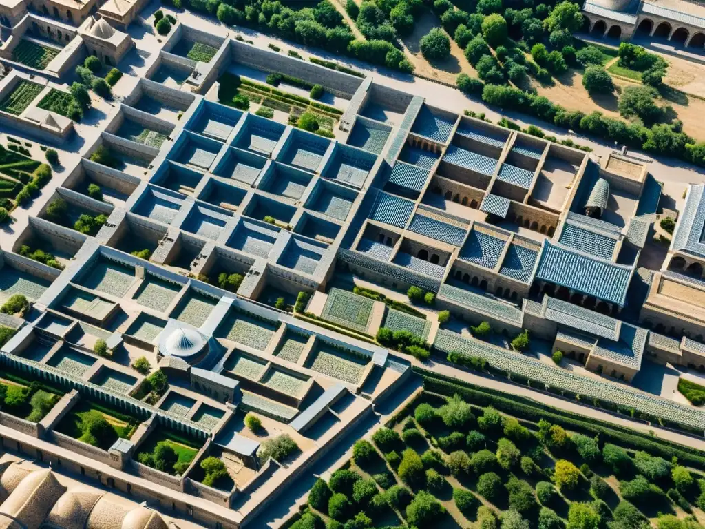 Vista aérea de Samarcanda, Uzbekistán, antigua Ruta de la Seda, con Registán y la fusión de arquitectura antigua y moderna