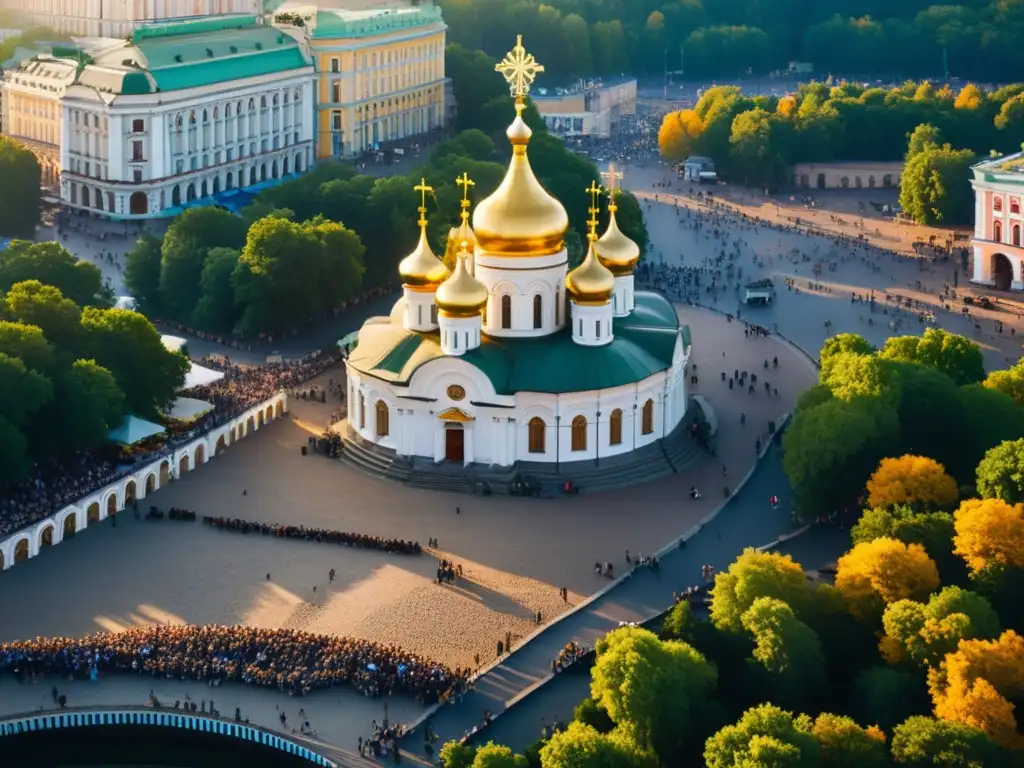 Vista impresionante de la antigua ciudad de Kiev, resaltando su arquitectura histórica y calles empedradas, con el legado mongol en ciudades europeas