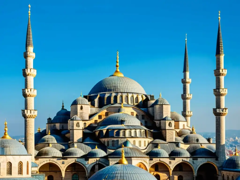 Vista impresionante de la majestuosa arquitectura de la Mezquita Azul en Estambul, Turquía, destacando el legado del Imperio Mongol en Eurasia