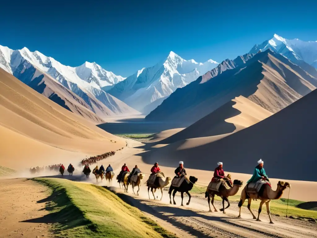 Vista impresionante de la Ruta de la Seda en Asia Central, con el control de rutas comerciales menores por el imperio Mongol