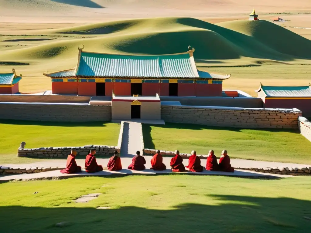 Vista panorámica del majestuoso Monasterio Erdene Zuu en Kharkhorin, Mongolia