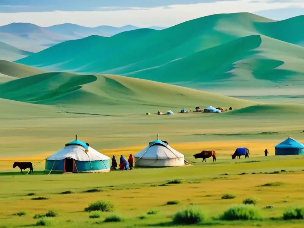 Vista panorámica de la vida nómada mongol, con plantas medicinales y paisajes impresionantes