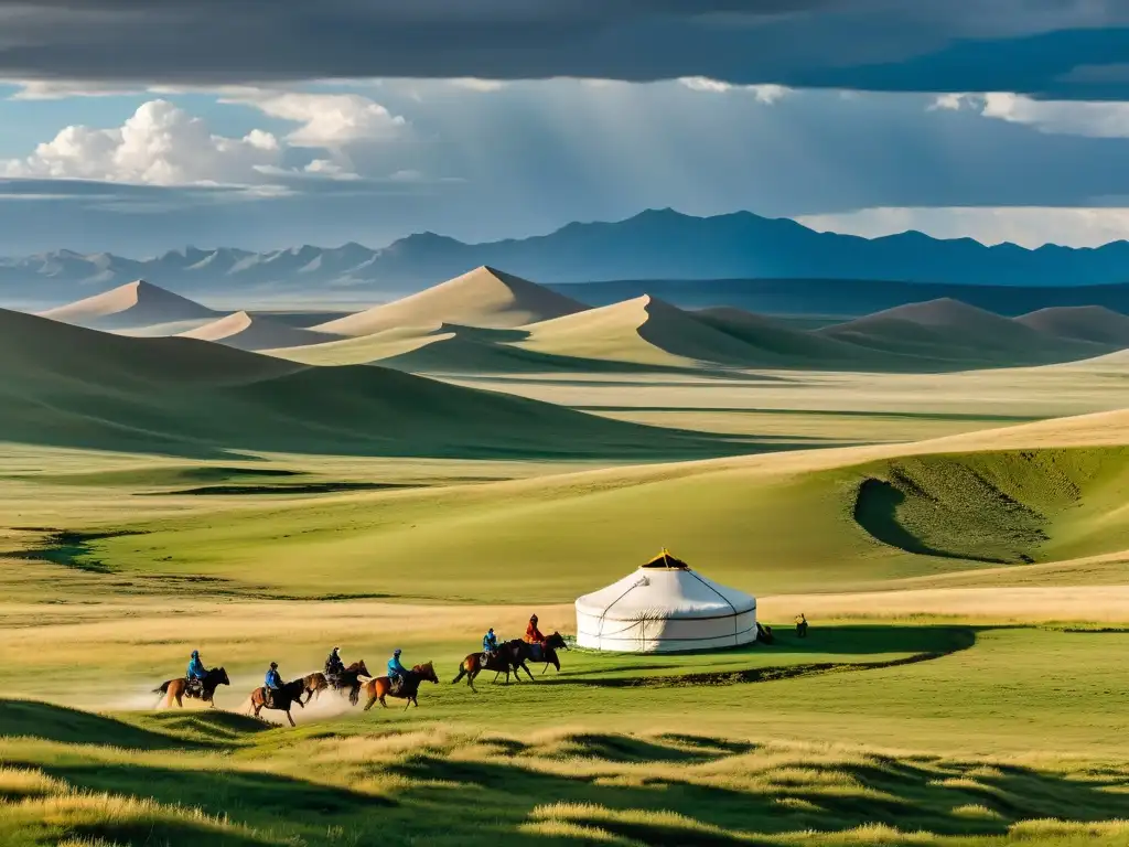 Vistas panorámicas de las estepas de Mongolia, con la belleza natural y la majestuosidad que evoca la época de Genghis Khan en el cine