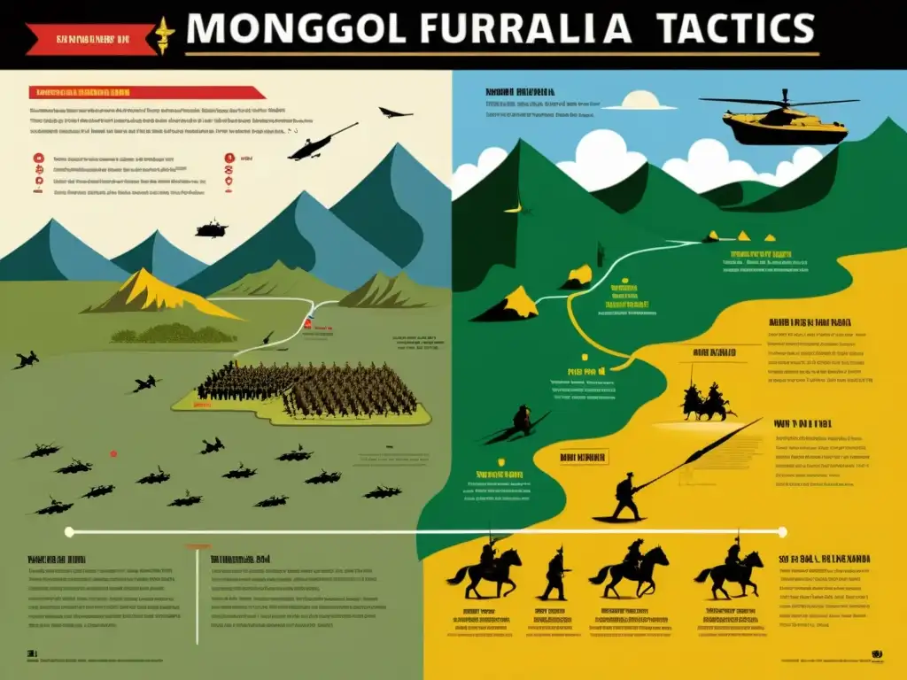 Comparación visual de tácticas de guerrilla mongoles eficaces con tácticas históricas, como Viet Cong y Maquis